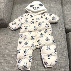 Balabala Cozy Cream Panda-Print Baby One-Piece Snowsuit Winter Outfit